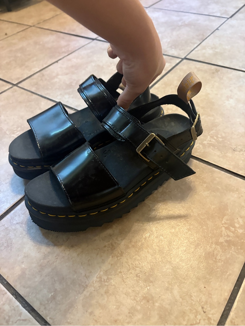 BRAND NEW/NEVER WORN - Dr. Martens Black Patent Platform Sandals